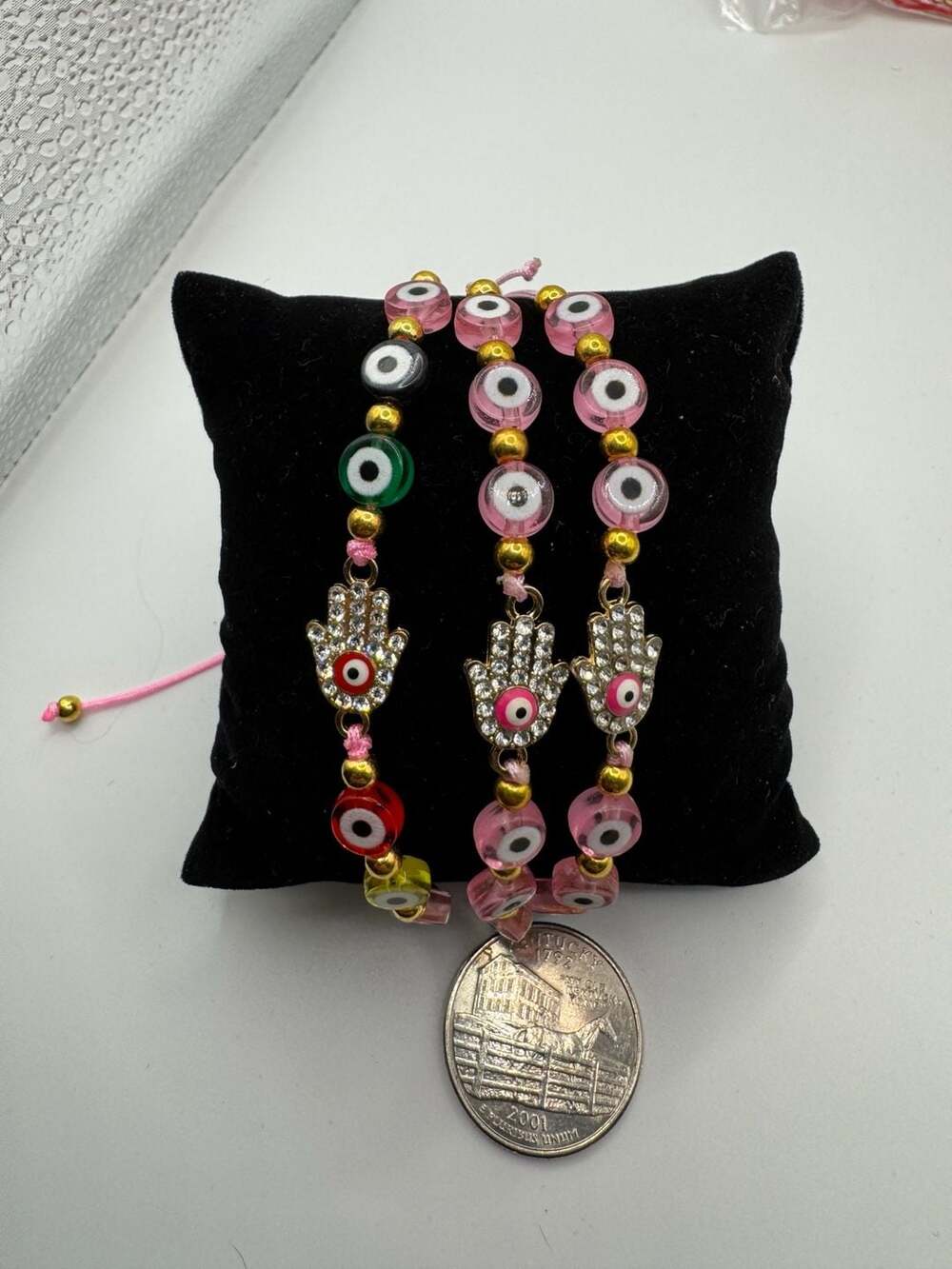 Hamsa Hand and Evil Eye Adjustable Beaded Bracelet Set